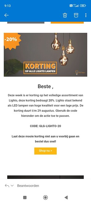 20% korting op het volledige assortiment van...