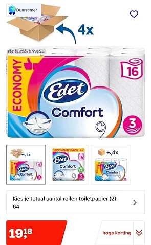 toiletpapier Edet Comfort - 3-laags wc papier...