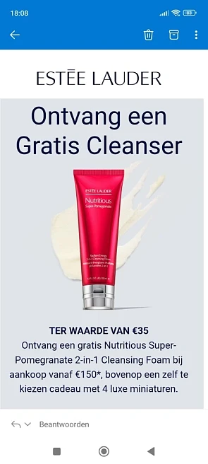 Bij estee Lauder ontvang je bij aankoop vanaf...