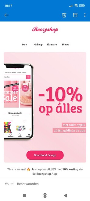 10% korting op alles, ENKEL IN DE APP