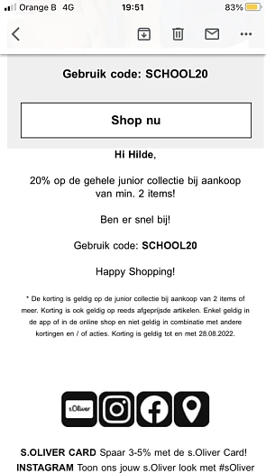 SCHOOL20, s Oliver, 20 procent korting bij aa...