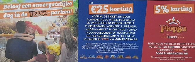 5 euro of 5 percent oo (zie foto) Plopsa hote...