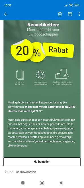 Site oké 20% op neonetiketten