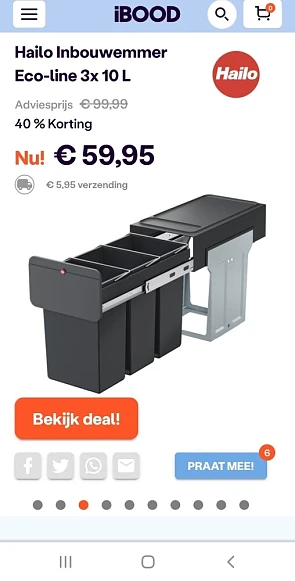 ibood.com enkel vandaag Hailo inbouwemmer eco...
