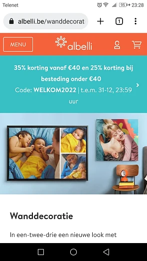 Vanaf 40€ 35% korting en tot 40€ 25% korting...