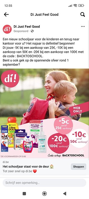 -5€ bij een aankoop van 25€, -10€ bij een aa...