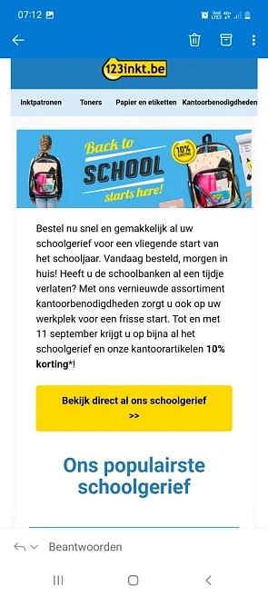 123inkt.be 10% korting op alle school en kant...
