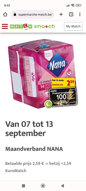 100% terugbetaald op de €-matchkaart bij matc...