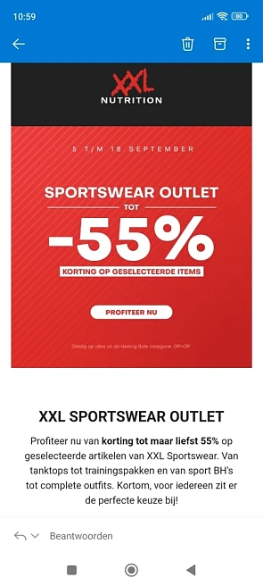 Bij xxl nutrition is er tot -55% op geselecte...