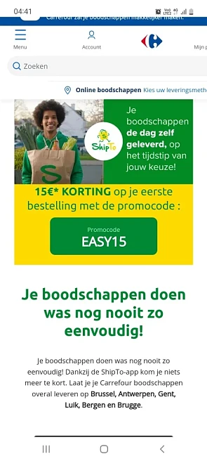 Laat je boodschappen van carrefour leveren da...
