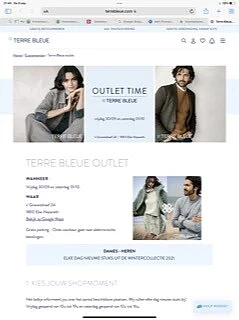 TERRE BLEUE OUTLET Vrijdag 30/09 en zaterdag...