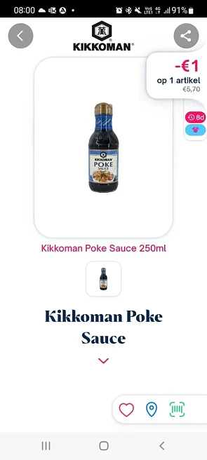 Shopmium €1 terugbetaald kikkoman poke sauce