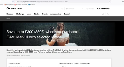 OLYMPUS tot €350 cashback bij de aankoop van...