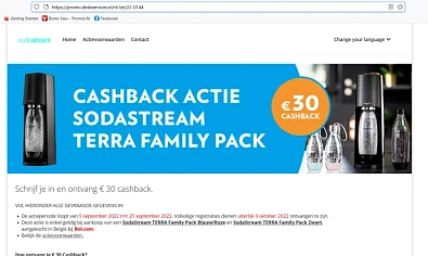 SodaStream Bol.com cashback € 30,- cashback...