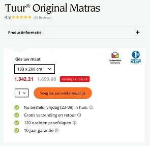 Duurzame matras 180 x 200, normaal gezien 1 6...