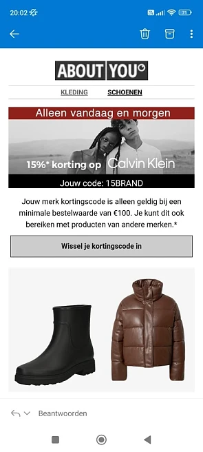 15% korting op calvin klein kortingscode is a...