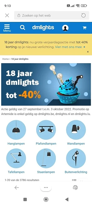 Bij dmlights is er tot 40% korting op de popu...