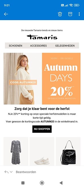 20% korting op onze speciale herfstmodellen