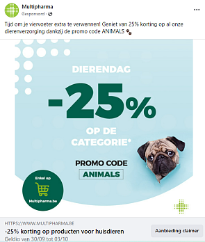 25% korting op dierenverzorging
