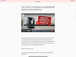 Tot 200 € cashback op Melitta® espressomachin...
