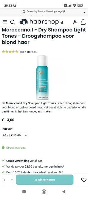 20% korting op Moroccanoil. Bv Moroccanoil D...