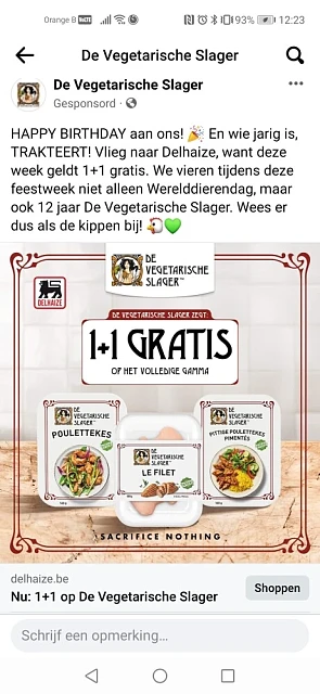 Alle producten van de vegetarische slager 1+1...
