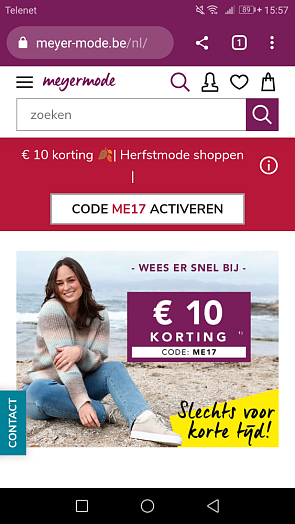 Bij aankoop v 40€ krijg je 10€ korting.