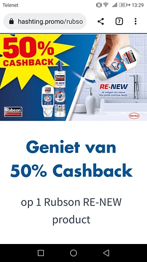 50% v aankoopbedrag terugbetaald voor 1 artik...