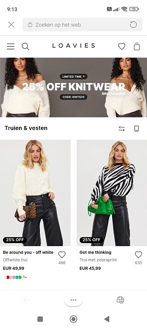 25% korting op knitwear