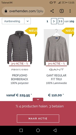 3+1 gratis actie bij collectiewisselingen oa...