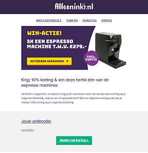 10% korting op uw volgende bestelling