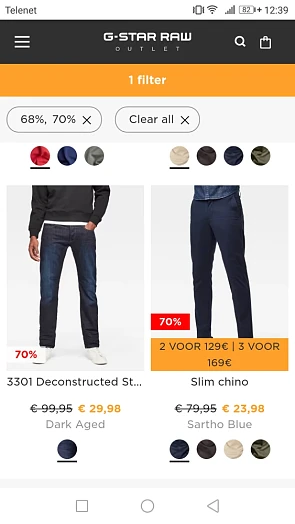 Tot -70% op selectie artikelen v G-Star bij G...