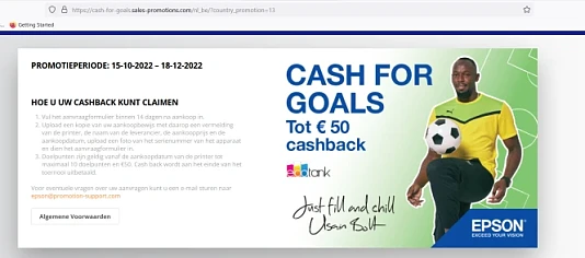 Epson Tot € 50 cashback bij aankoop van een E...