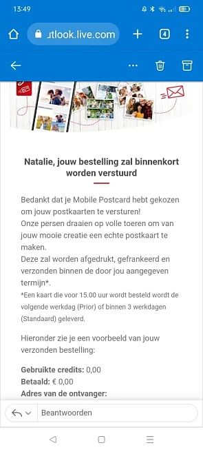 Door een tip hier een gratis mobile postcard...