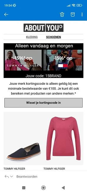 15% korting op Tommy Hilfiger kortingscode is...