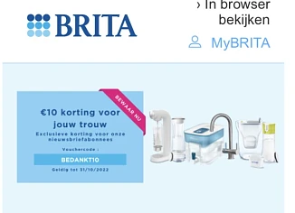 BRITA 10€ KORTING met vouchercode BEDANKT10...