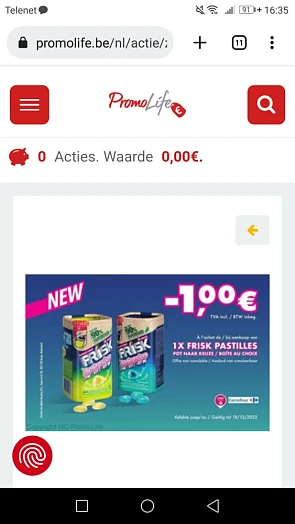 -1€ bij aankoop v toffees mint sugarfree past...