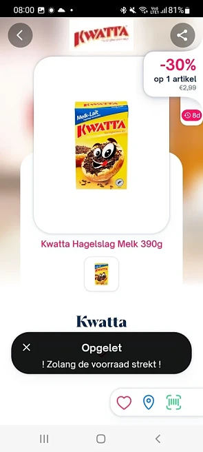 Shopmium -30% kwatta hagelslag melk 390g