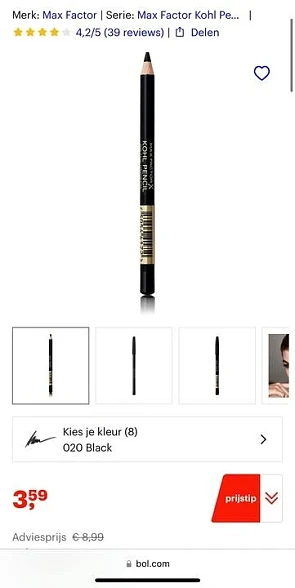 Max Factor Oogpotlood voor 3,59euro kunnen ko...