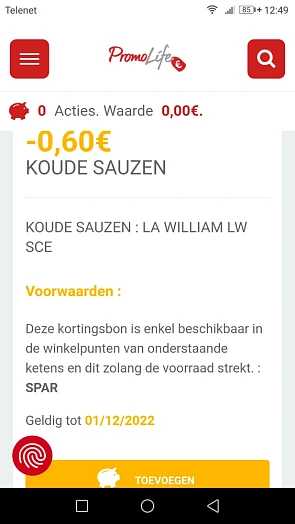 -0,60€ voor 1 koude saus naar keuze v LA will...