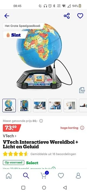 Interactieve wereldbol vtechet licht en gelui...