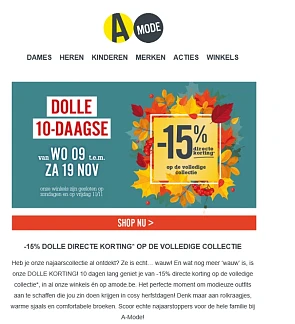 Dolle 10-daagse bij A Mode van 9/11 tem 19/11...