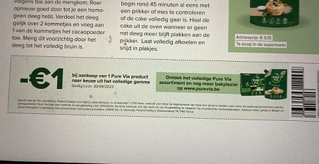 Bonnetje in het nieuwsblad Pure via -1€ bij...