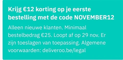 12 euro korting bij min. 25 euro bij Delivero...