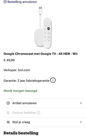 Google chromecast met google tv 4K Deze sto...