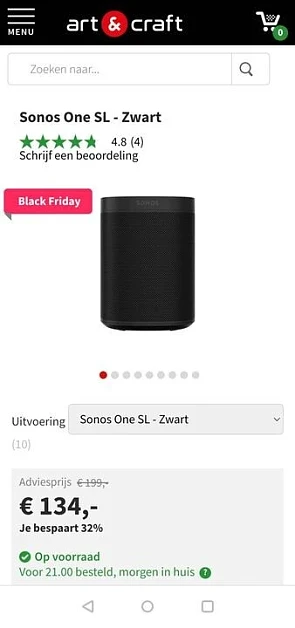 Sonos One koopje? Gezien bij Art&Craft aan €...