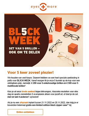 BL5CK WEEK bij eyes and more. Vanaf morgen ti...