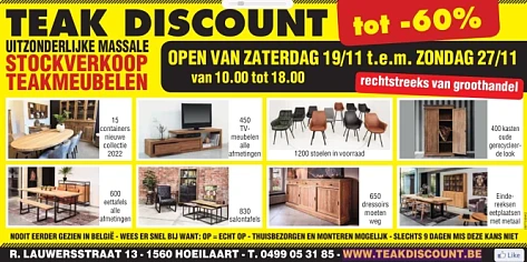 Teak Discount: uitzonderlijke stockverkoop te...