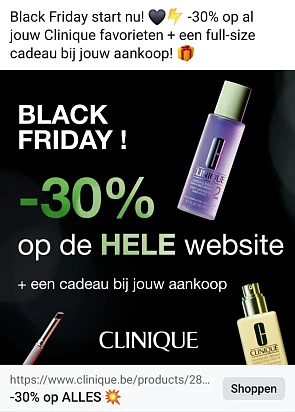 clinique.be black friday 30% korting op de he...