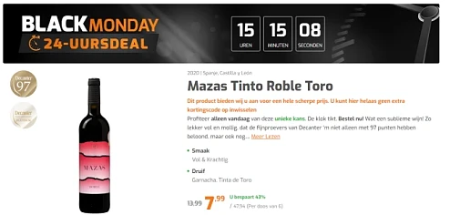 24u-deal bij wijnvoordeel: -43% op Mazas Tint...